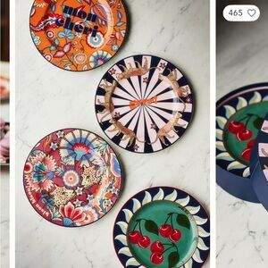 Anthropologie Multicolor Floral Dinner Plate